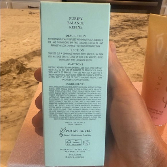 NIB•BYROE 🍑 Peach Kombucha Tea Purifying Clay Mask - Picture 3 of 4